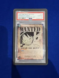 2025 One Piece OP13 En Wanted Alternate Art #118 Monkey D. Luffy PSA 10 - Image 1