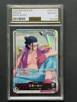 One Piece TCG Smoker OP10-001 Leader Alternative Art CGS GEM MINT 10 - Image 1
