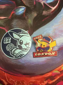 Pokemon 2022 London World Championship Collector PIKACHU Pin & Coin MINT/NEW Lot - Image 1