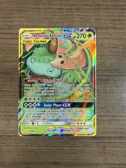 Venusaur & Snivy GX 1/236 Holo GX Rare Cosmic Eclipse Pokemon Holo Near Mint - Image 1