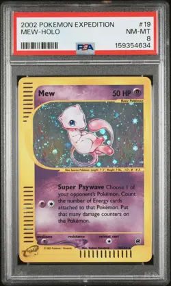 2002 POKEMON EXPEDITION #19 MEW-HOLO PSA 8 - Image 1