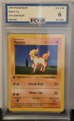 Pokemon Ponyta #60/102 1st Edition Shadowless Base Set - Image 1