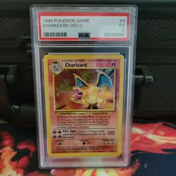 1999 Pokemon Base Set Unlimited #4 Charizard-Holo PSA 5 Clean - Image 1