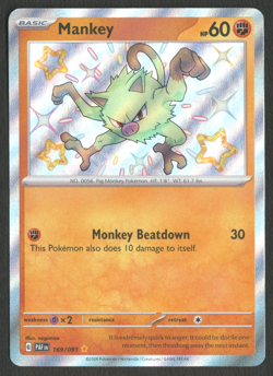 Pokemon TCG: Mankey 169/091 Paldean Fates Baby Shiny Rare - Image 1