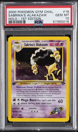 2000 POKEMON GYM CHALLENGE HOLO-1ST EDITION #16 SABRINA'S ALAKAZAM PSA 10 - Image 1