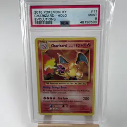 Pokemon 2016 XY Evolutions Charizard 11/108 Holo Rare English PSA 9 Slab Damage - Image 1