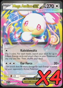 [4x Playset]Mega Audino EX 172/217 ASCENDED HEROES POKEMON TCG - Image 1