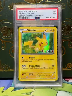 2016 POKEMON XY GENERATIONS TOYS R US #26 PIKACHU HOLO PSA 7 - Image 1
