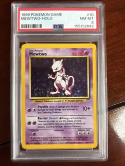 Pokemon Base Set Mewtwo 10/102 Holo Rare PSA 8 - Image 1