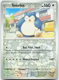 Snorlax 136/167 Uncommon Twilight Masquerade Pokemon Reverse Holo NM/M - Image 1