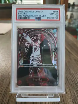 One Piece TCG Carrying On His Will Shanks OP09-004 SP Silver PSA 10 Gem Mint - Image 1