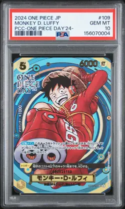 PSA 10 Monkey D. Luffy 2024 Foil PCC One Piece Day 24 Promo OP07-109 SR Japanese - Image 1