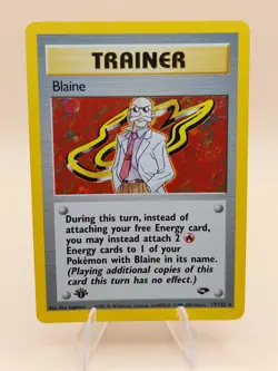 Blaine 1st Edition Gym Challenge Holo Rare 17/132 Pokemon Card - 2000 SWIRL - Image 1