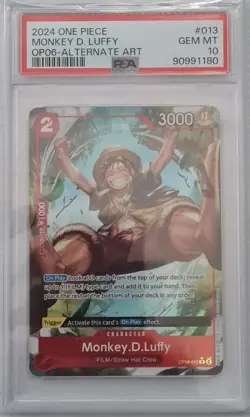One Piece TCG Luffy OP06-013 Par Alt AA Art Wings of captain PSA 10 - Image 1