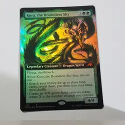 FOIL Kura, the Boundless Sky Extended MTG NEO 478 Mythic NM Green Dragon - Image 1
