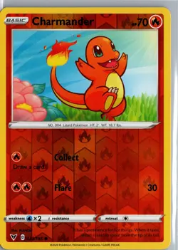 Charmander 022/185 Common Pokemon Card Vivid Voltage 2020 Reverse Holo LP - Image 1