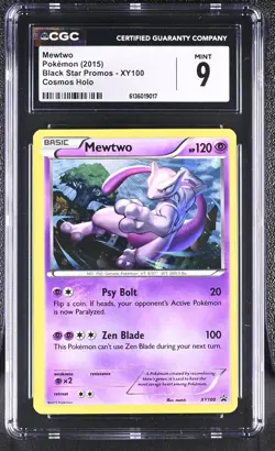 CGC 9 Mewtwo #XY100 Black Star Promos Cosmos Holo 2015 English Pokemon Card TCG - Image 1
