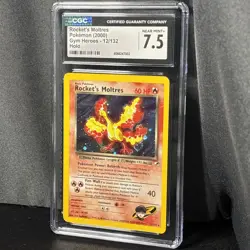 Rocket's Moltres CGC 7.5 Gym Heroes 12/132 Holo 2000 Pokemon Card NM+ - Image 2