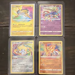 Pokemon TCG Amazing Rare Holo Lot Raikou Zacian Jirachi Zamazenta 4 Cards - Image 1