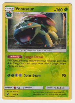 Venusaur 3/73 Reverse Holo Uncommon Shining Legends Pokemon Card LP - Image 1