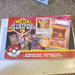 MEGA Pokemon Mystery Power Box 5 Booster Packs, 1 Oversized Card Tin - Image 1