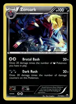 Zoroark 71/108 Cracked Ice Holo Theme Deck Exclusive Pokemon Card - Image 1