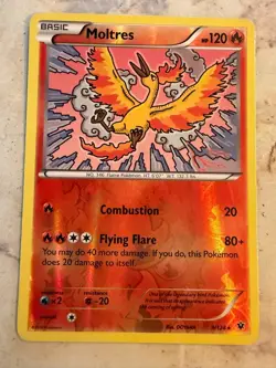 Moltres 9/124 Fates Collide Reverse Holo Pokemon Card Moderately Played - Image 1