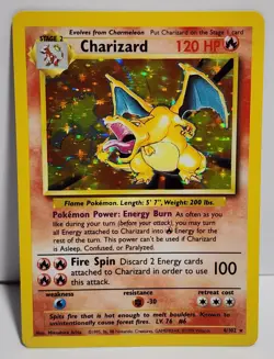 Vintage Holofoil Rare Charizard Base Set 04/102 Pokemon Card Ungraded 1999 - Image 1