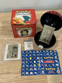 Charizard Pokemon Burger King 23k Gold Plated Trading Card Blue Box 1999 +Extra - Image 1