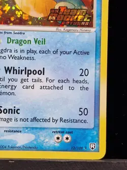Pokemon Kingdra TCG Holo Card 12/109 EX Team Rocket Returns - STAMPED Creased MP - Image 5