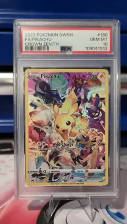 Pokemon Sword & Shield Crown Zenith Pikachu Holo Card 160/159 PSA 10 - Image 1