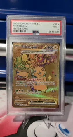 Pokemon TCG Prismatic Evolutions Pikachu EX Gold Hyper Rare Card 179/131 PSA 9 - Image 1