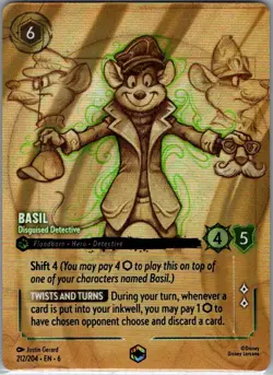 Basil - Disguised Detective (Enchanted) 212/204 Azurite Sea - Disney Lorcana NM - Image 1