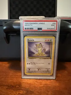1999 Pokemon Jungle Meowth Unlimited PSA 9 Mint - Image 1