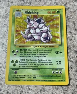 Nidoking 11/102 Holo Rare Base Set Unlimited Pokemon - Image 1