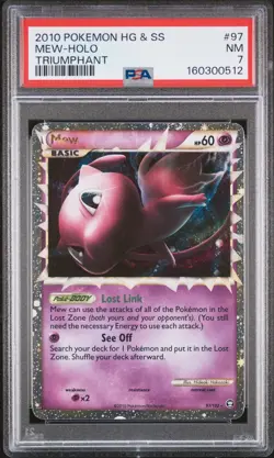 2010 POKEMON HEARTGOLD & SOULSILVER TRIUMPHANT #97 MEW-HOLO PSA 7 - Image 1