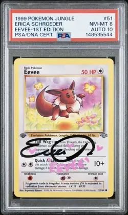 Pokemon TCG 1st Edition 1999 Jungle Eevee Signed by Erica Schroeder - Image 1