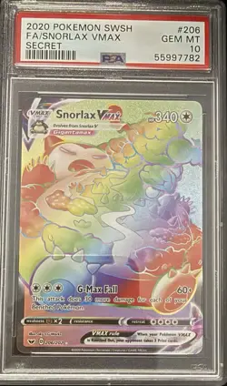Pokemon Snorlax VMAX 206/202 Sword & Shield Secret Full Art Holo PSA 10 - Image 1