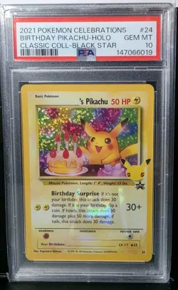 PSA 10 Pokemon Birthday Pikachu Celebrations Classic Coll- Black Star Promo #24 - Image 1