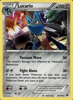 Lucario 63/124 Holo Rare Fates Collide Pokemon Near Mint - Image 1