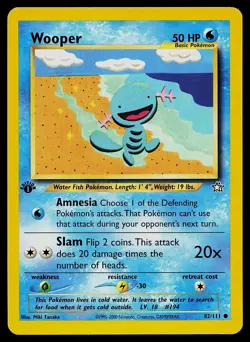 Pokemon Card - Wooper Neo Genesis 82/111 1st Edition Common - Image 1