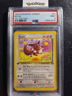 First Edition 1999 Pokemon Jungle 51/64 Eevee PSA Mint 9 - Image 1