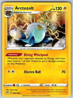 Arctozolt 066/189 Holo Rare Darkness Ablaze Pokemon NM Ariga - Image 1