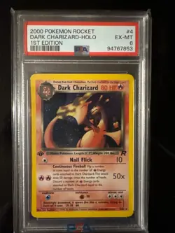 Dark Charizard Holo 4 1st Edition Rocket Pokemon PSA 6 - Image 1