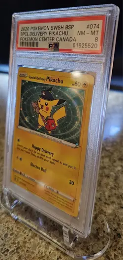 2020 POKEMON SWSH BLACK STAR PROMO #074 SPECIAL DELIVERY PIKACHU-HOLO PSA 8 - Image 2