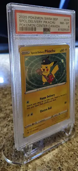 2020 POKEMON SWSH BLACK STAR PROMO #074 SPECIAL DELIVERY PIKACHU-HOLO PSA 8 - Image 3