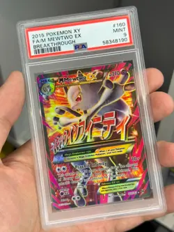 Pokemon M Mewtwo EX (160 Full Art) 160/162 Breakthrough Holo PSA 9 Mint - Image 1