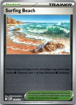 Surfing Beach 129/132 UC Mega Evolution Pokemon Reverse Holo Near Mint - Image 1