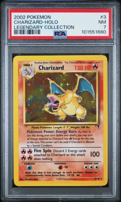 2002 POKEMON LEGENDARY COLLECTION #3 CHARIZARD-HOLO PSA 7 - Image 1