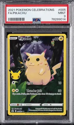 2021 POKEMON CELEBRATIONS #005 FULL ART/PIKACHU PSA 9 - Image 1